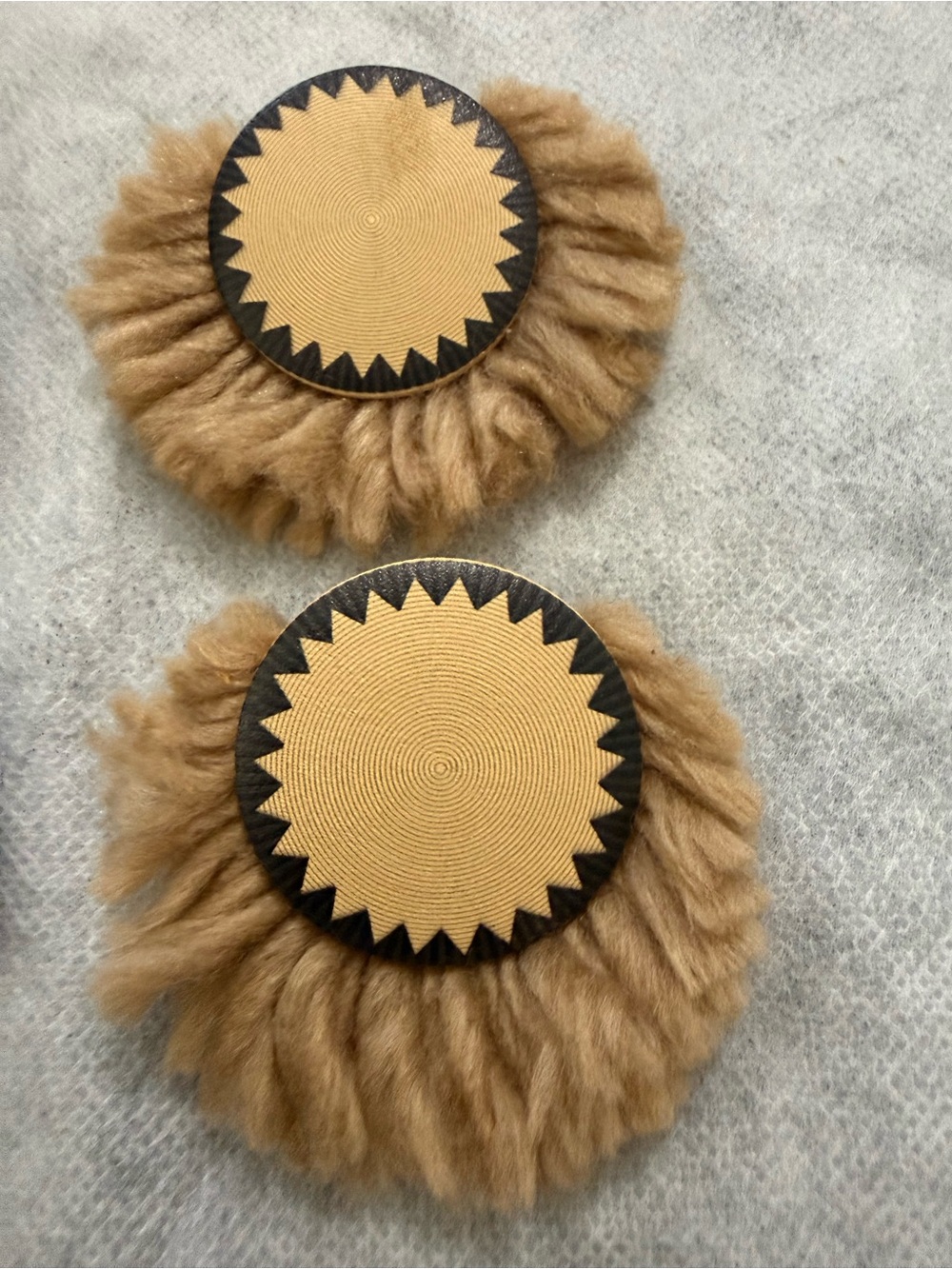 Sassy Jones Faux Fur Fringe Earrings in Camel